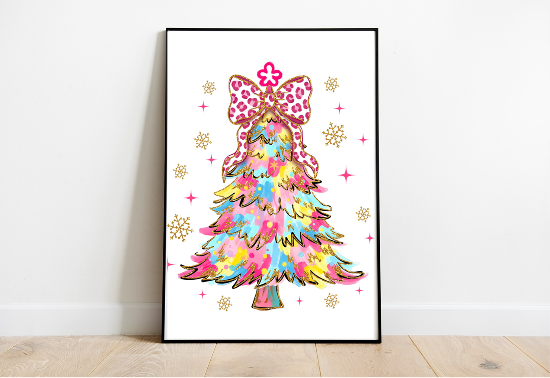 Rainbow Christmas Tree A4 Premium Photo Print